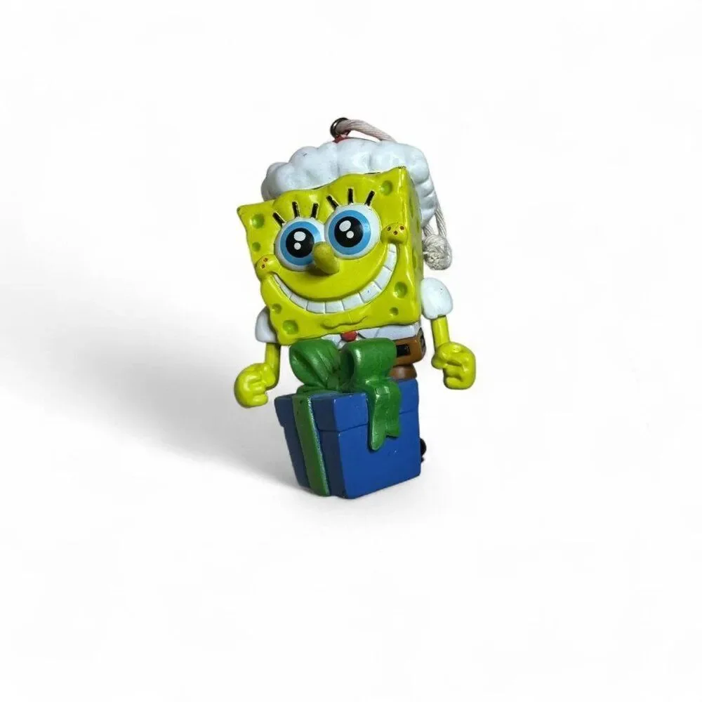 Viacom 2002 Spongebob Squarepants Santa Hat Small Ornament Retro Whimsical Y2K